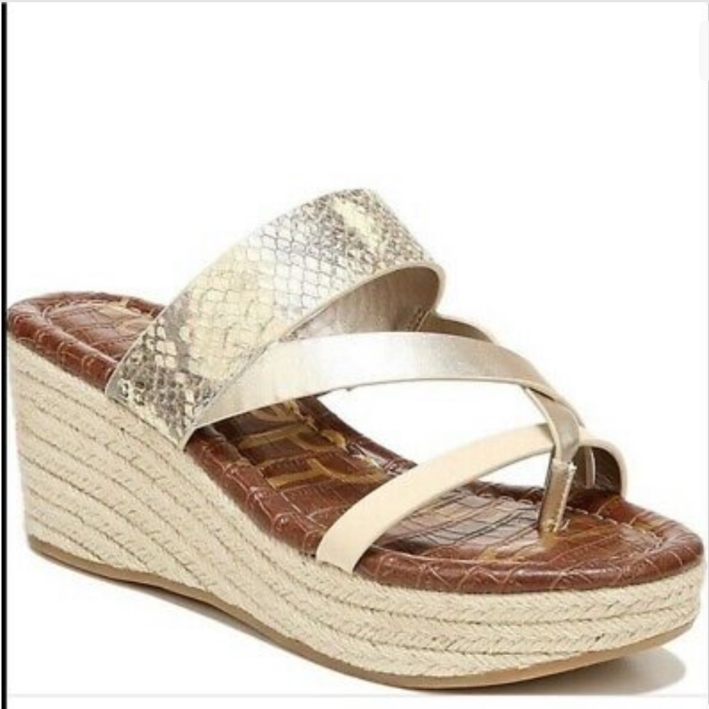 SAM EDELMAN Raleigh Snake print Jute Wrapped Wedge